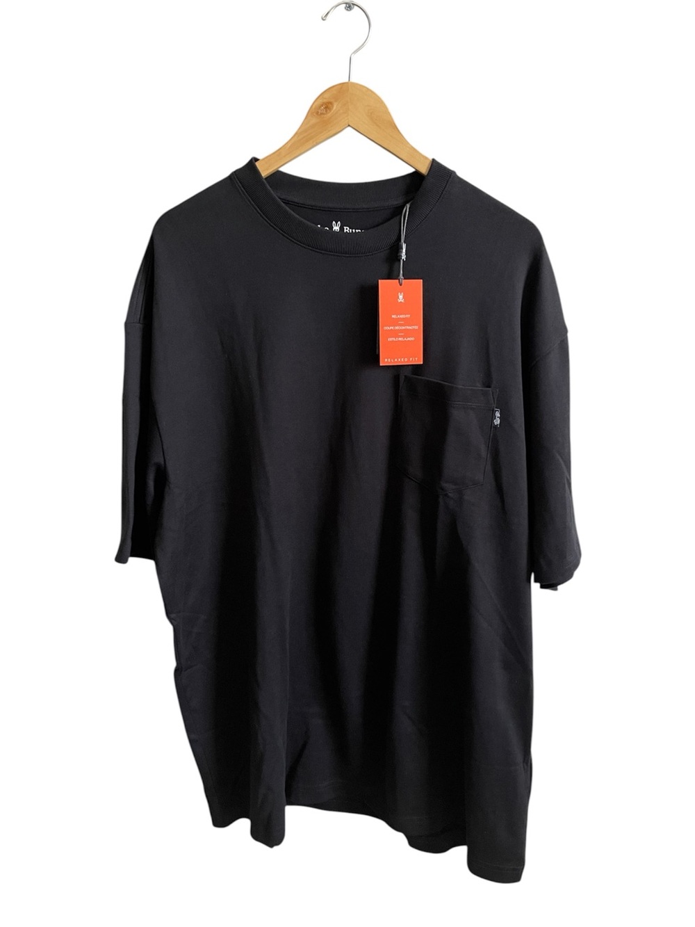 Psycho Bunny Clyde Pocket Tee Men Size 8 XXL Black Heavyweight Pima Cotton Shirt